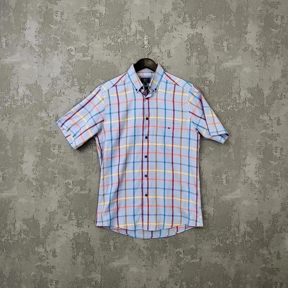 Stylish Blue Plaid Button Down Shirt - Picture 1 of 1